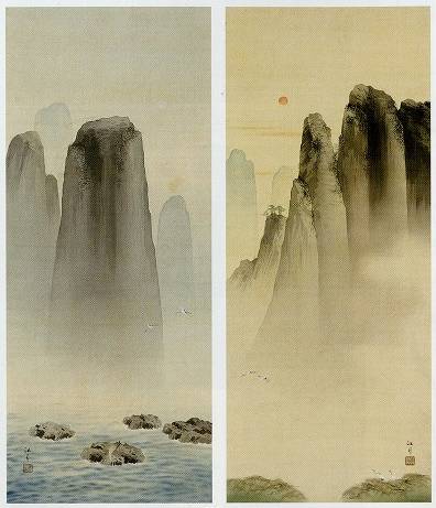 西郷弧月「山水(双幅)」