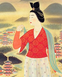 安田靫彦「飛鳥の春の額田王」（滋賀県立近代美術館所蔵）