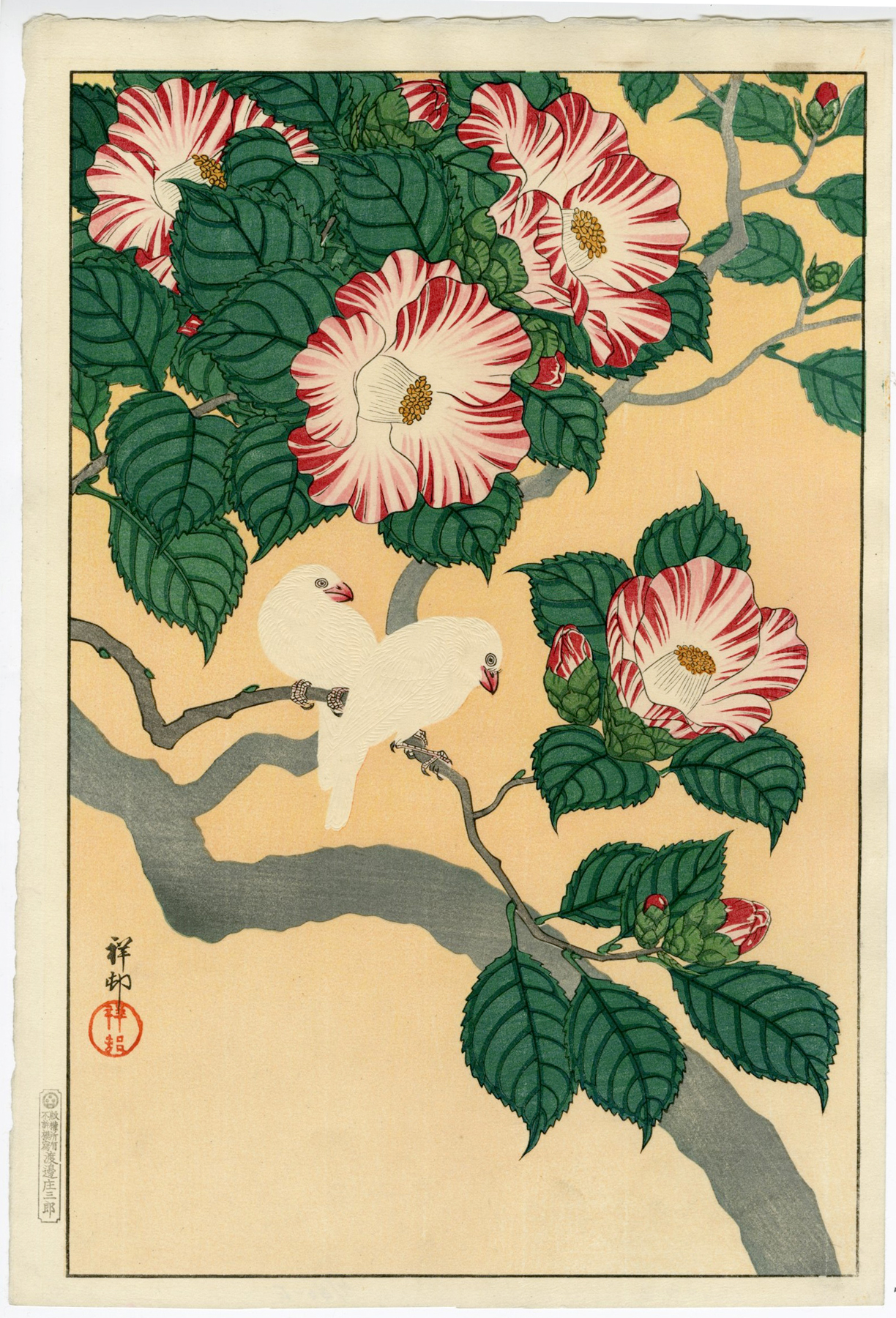小原古邨(祥邨)「椿に文鳥」