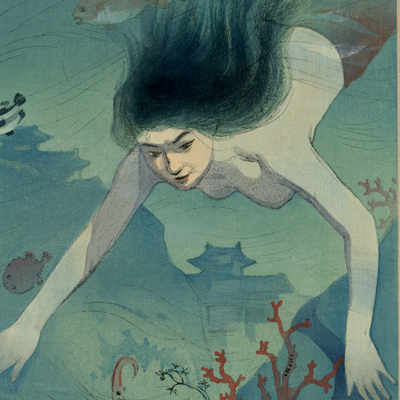 中沢弘光「松風村雨束帯鑑」の松風（版画）