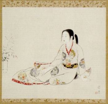 菊池契月「婦女月待之図」